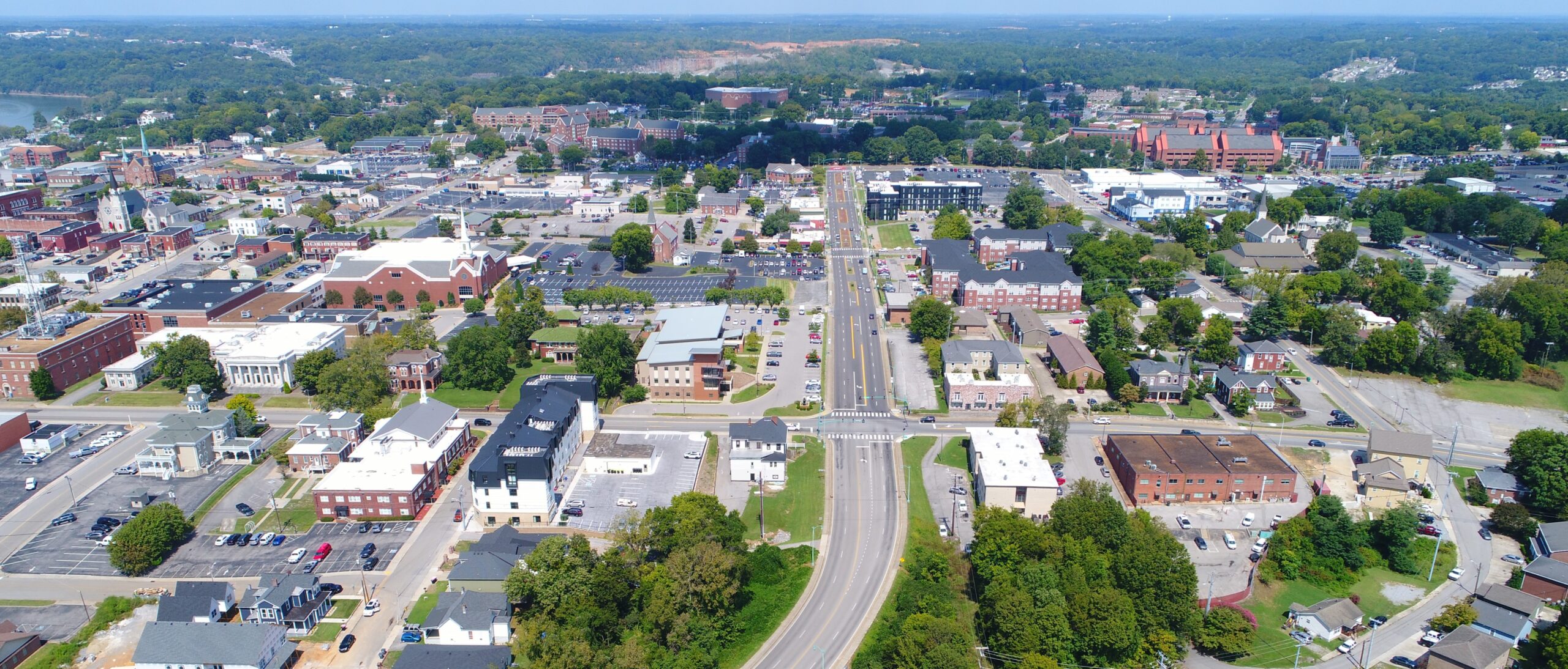 Downtown Clarksville photo from drone